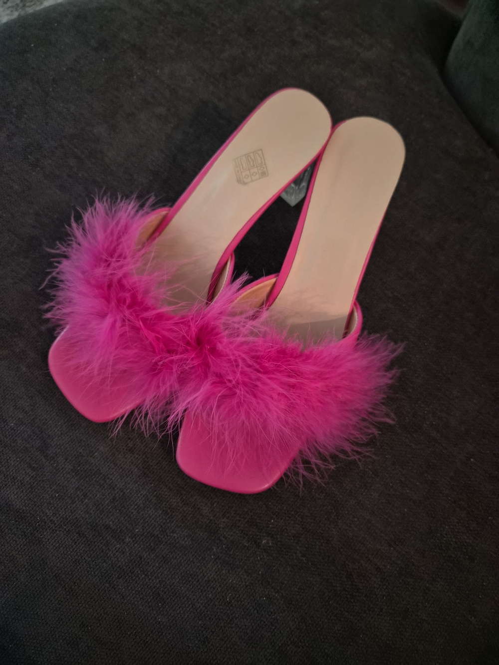 SHEIN Hot Pink Marabou Slide Heels